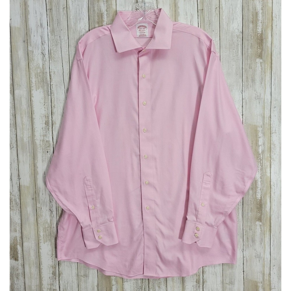 Brooks Brothers Est 1818 Madison Men's Non Iron Shirt Pink Sz 16.5-34